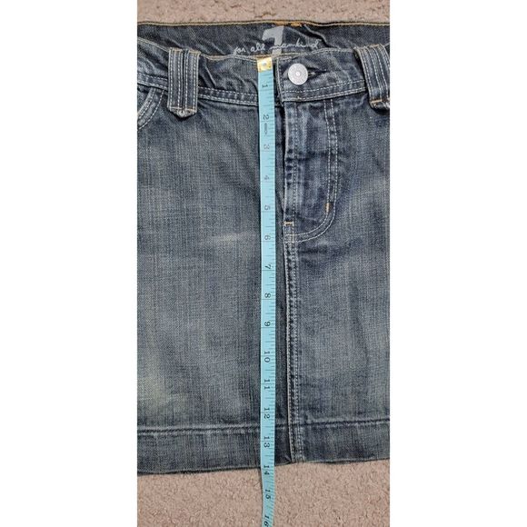 7 For All Man Kind Rocker Mini Skirt Women's 32" Dark Denim 100% Cotton  w/ Slit - Picture 7 of 10
